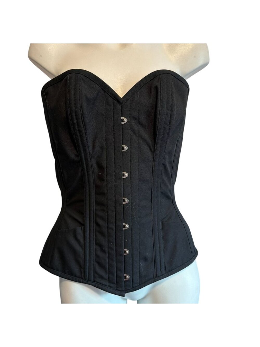 Dark Garden Unique Corsetry Black Sweetheart Boned Corset Top Adjustable Size 26